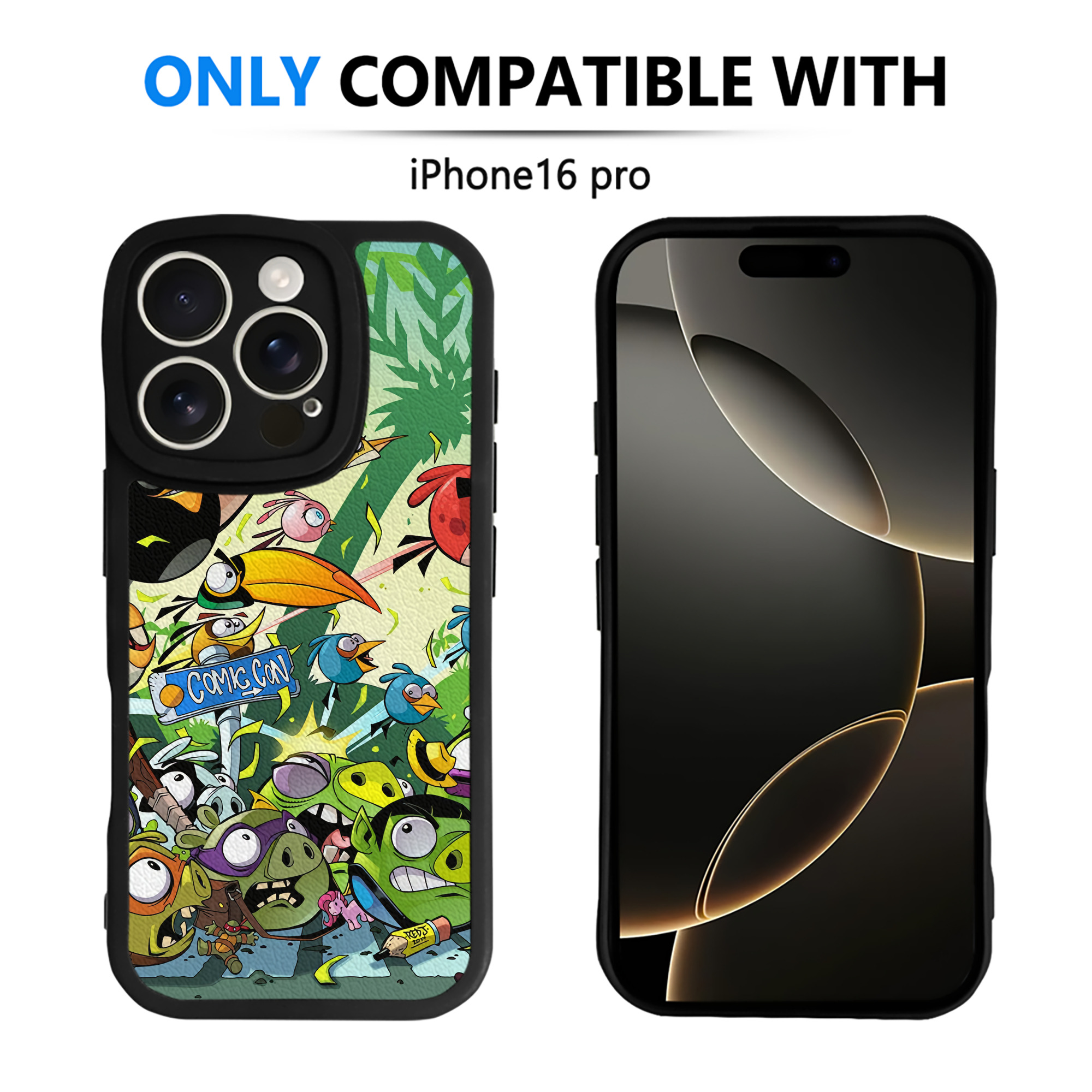 （画像用） Angry Birds アングリーバード 【iPhone 16シリーズ対応】シリコンスマホケース（レザー調） 材質：シリコン